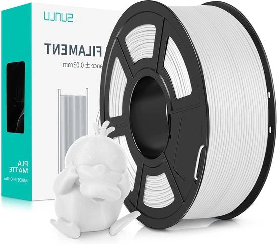 Filamento PLA 1,75mm - Facile da Utilizzare - 1kg (2.2lbs) Bobina - Filamento per Stampante 3D FDM - Bianco Opaco