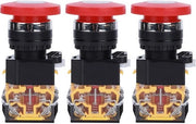 Pompa di Arresto Drukknop Stazionario - Avanti/Indietro Pedale Rosso - 3 Pezzi Accessorio Industriale Plastico 440V 10A 22mm