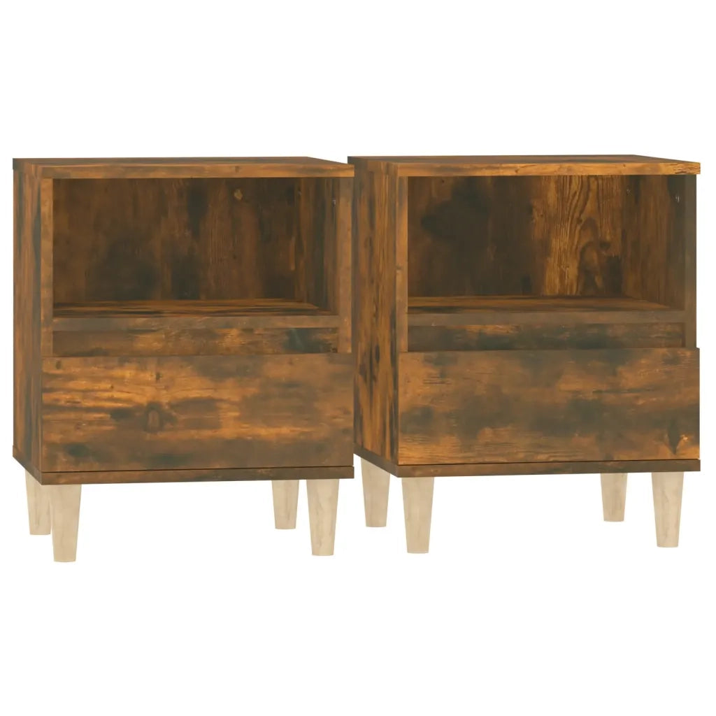Set di 2 Comodini | Armadio da Notte | Mobiletto da notte Rovere Fumo 40x35x50 cm