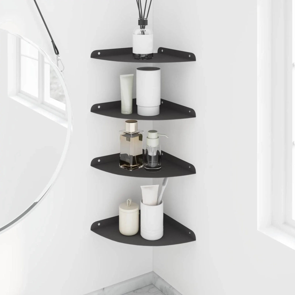 Mensola sospesa con lo scaffale 4 pcs Nero 24 x 24 x 2 cm 8004099