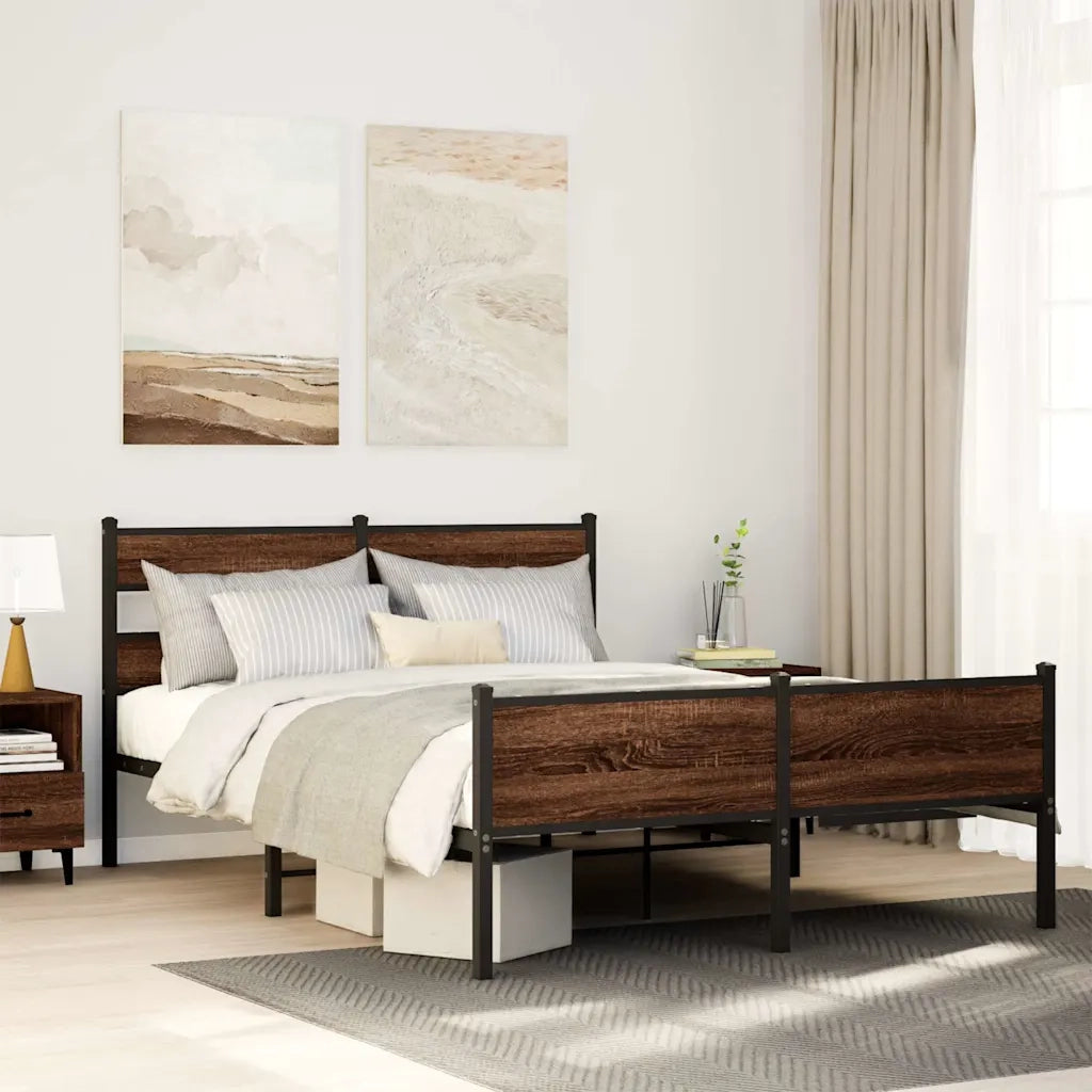 Giroletto senza Materaso in Metallo Rovere Marrone 160x200 cm 3308516