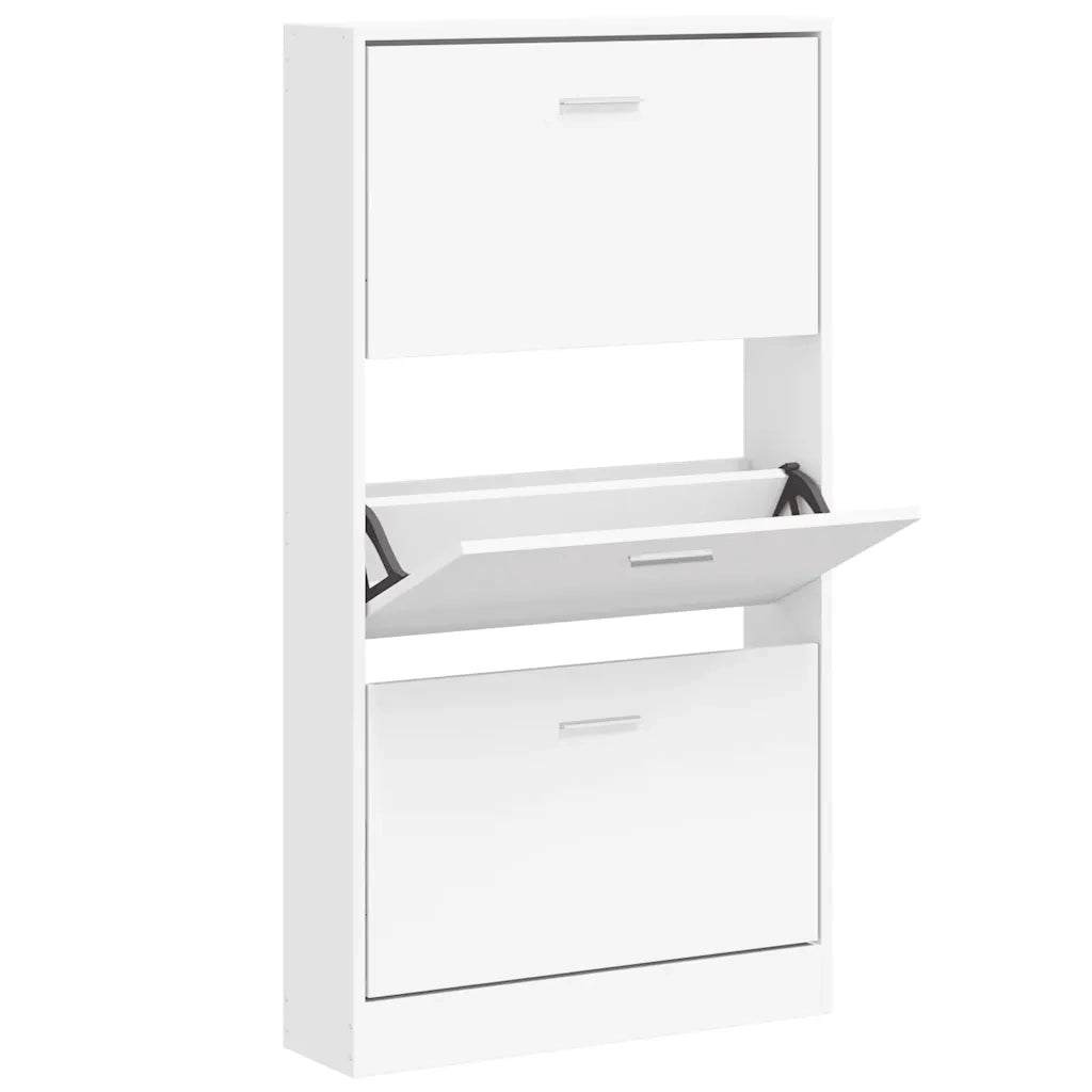 Scarpiera Bianca 59x17x108 cm in Legno Massello di Argilla 342526