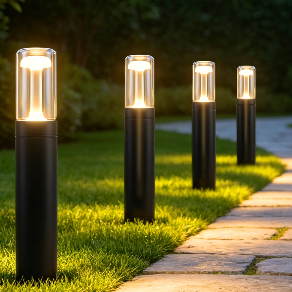 ZMH Lampada da Giardino Esterna a Palo 10W Nero H.40cm 3000K Vetro per Viali Camino
