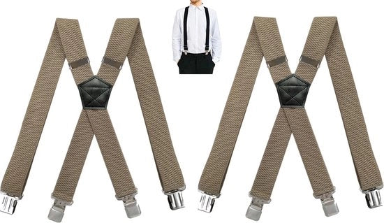 Bretelle per uomo adulti - 2 pezzi - 4 Clip - Bretelle uomo adulti - Bretelle con robuste e forti clip in acciaio - non si staccano - 3,5 x 120 CM