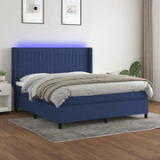 Letto a Molle con Materasso e LED Blu 160x200 cm in Tessuto cod mxl 35498