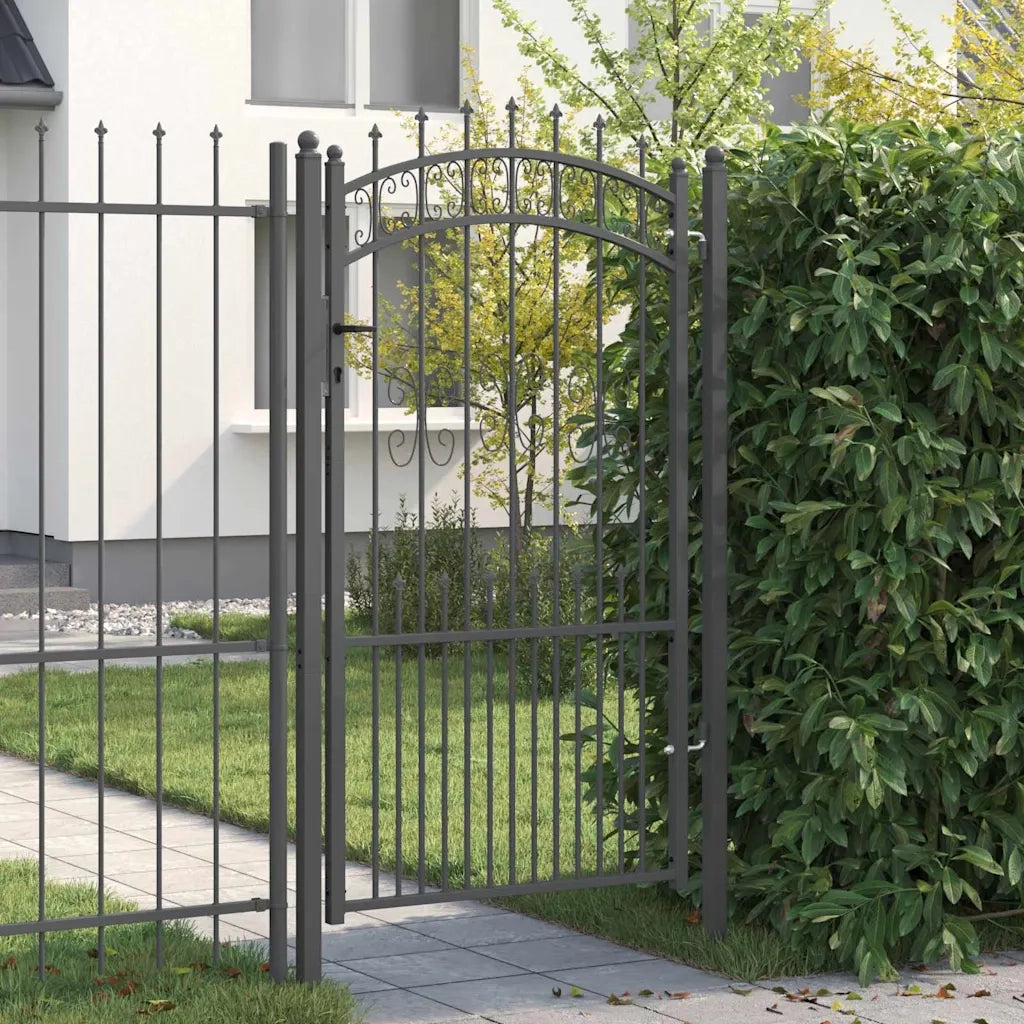 Cancello con Punta a Lancia KAMPEN 103 x 175 cm Acciaio Grigio 42009041