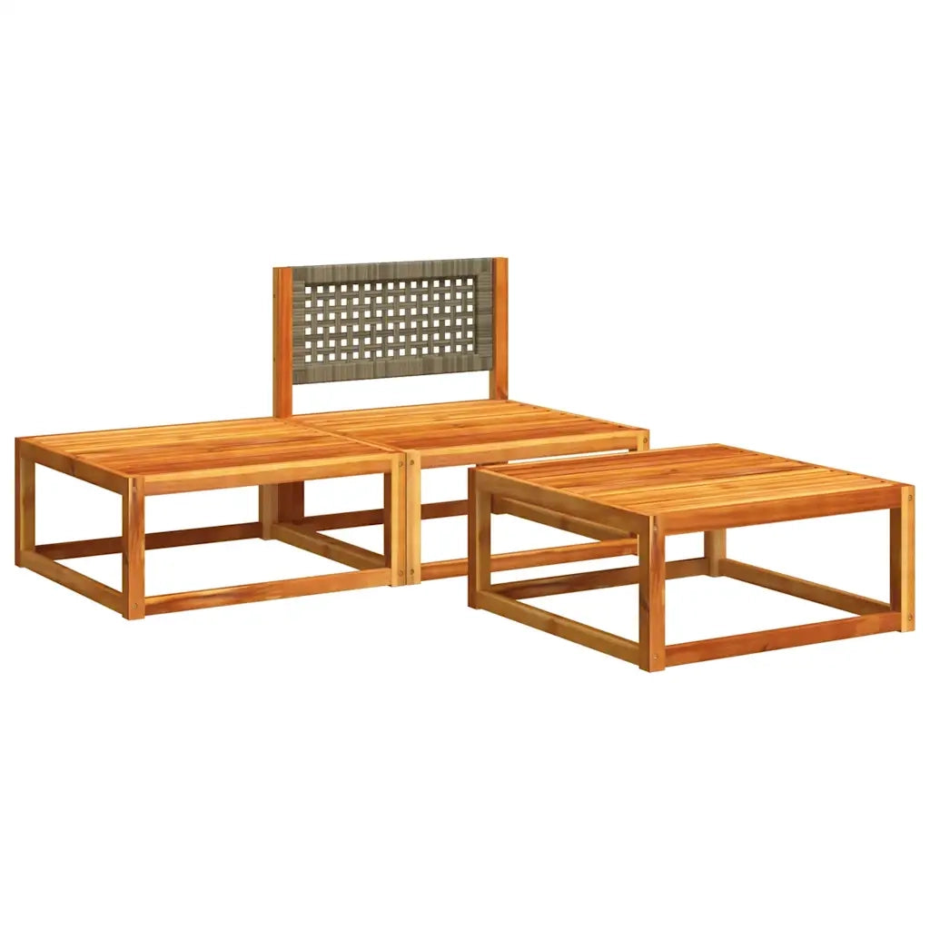 Set di divani da giardino 3 pezzi con cuscini in legno di acacia e rattan 4008174