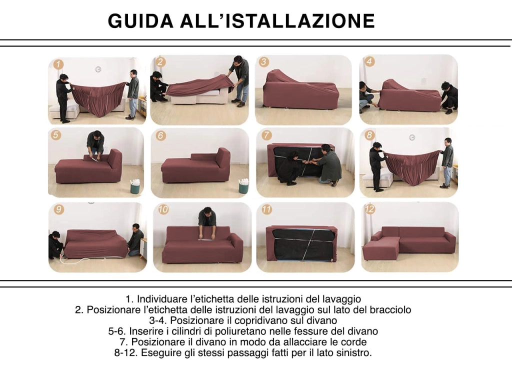 Copridivano Antimacchia Elasticizzato Divano Penisola Angolare Componibile Fantasy - 3 Posti - Bordeaux