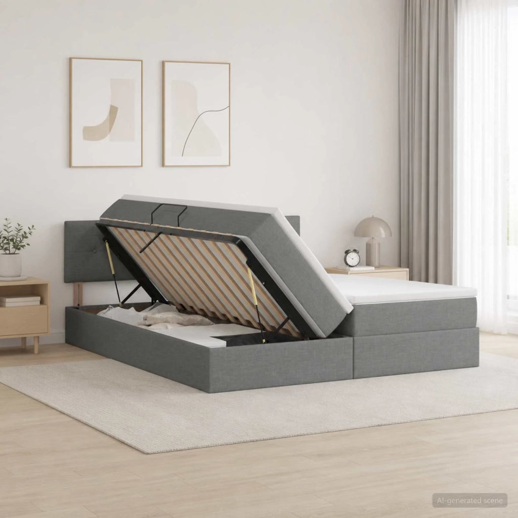 Letto con contenitore LED e materasso Grigio Scuro 180 x 200 cm 3459349