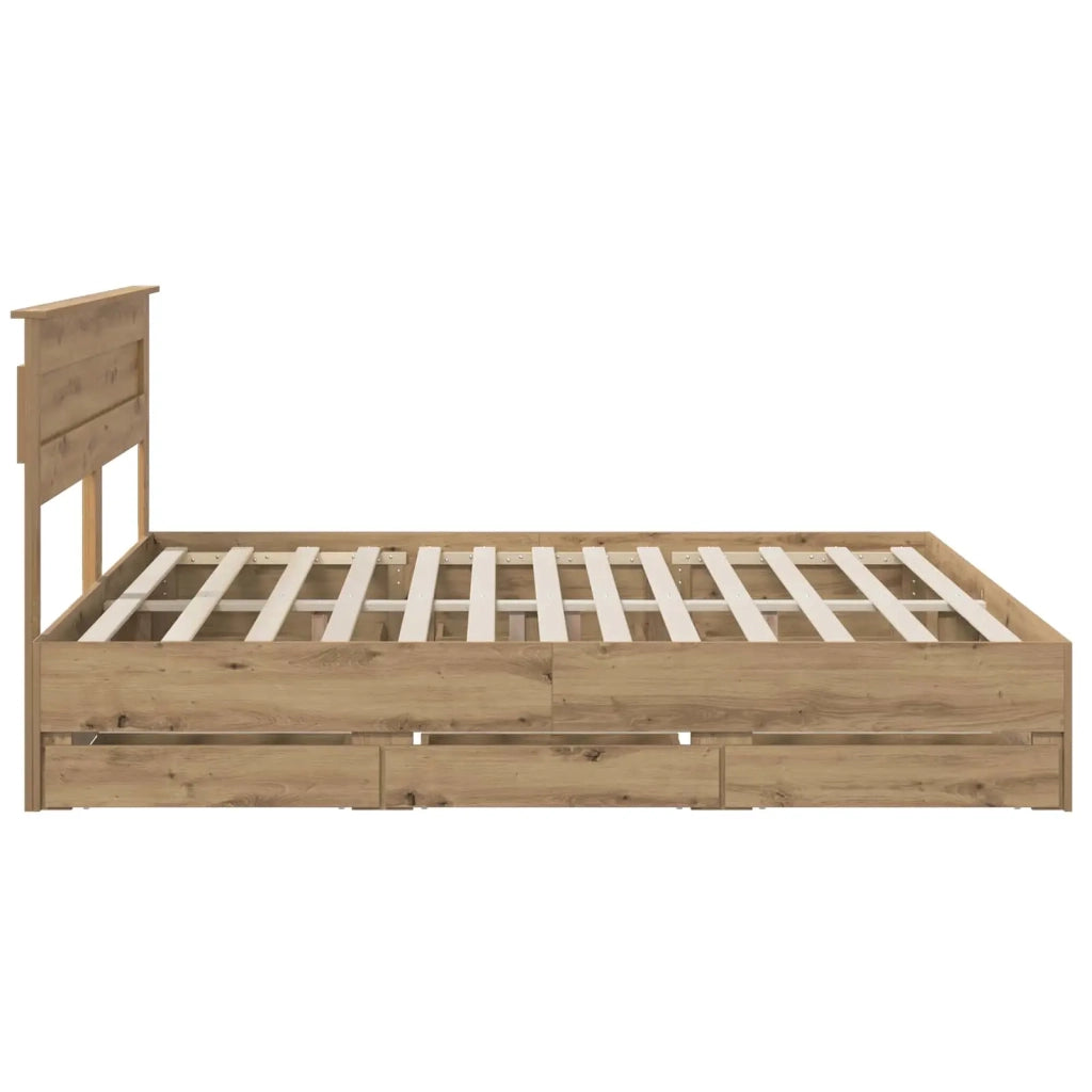 Bed Frame with Storage and Headboard Artisan Oak 180 x 200 cm 3445824