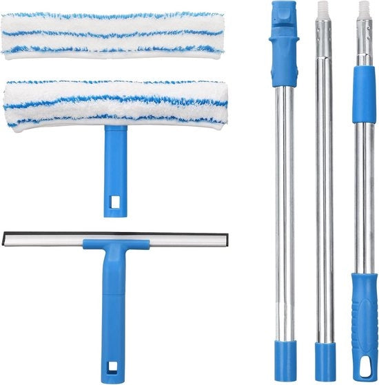 Raamwisser con Asta Telescopica e Pennello in Silicone - Pulitore di Finestra Professionale per Auto, Doccia e Alta