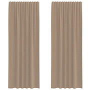 Tende in Voile con Tasche per Aste 2 pz Marrone Chiaro