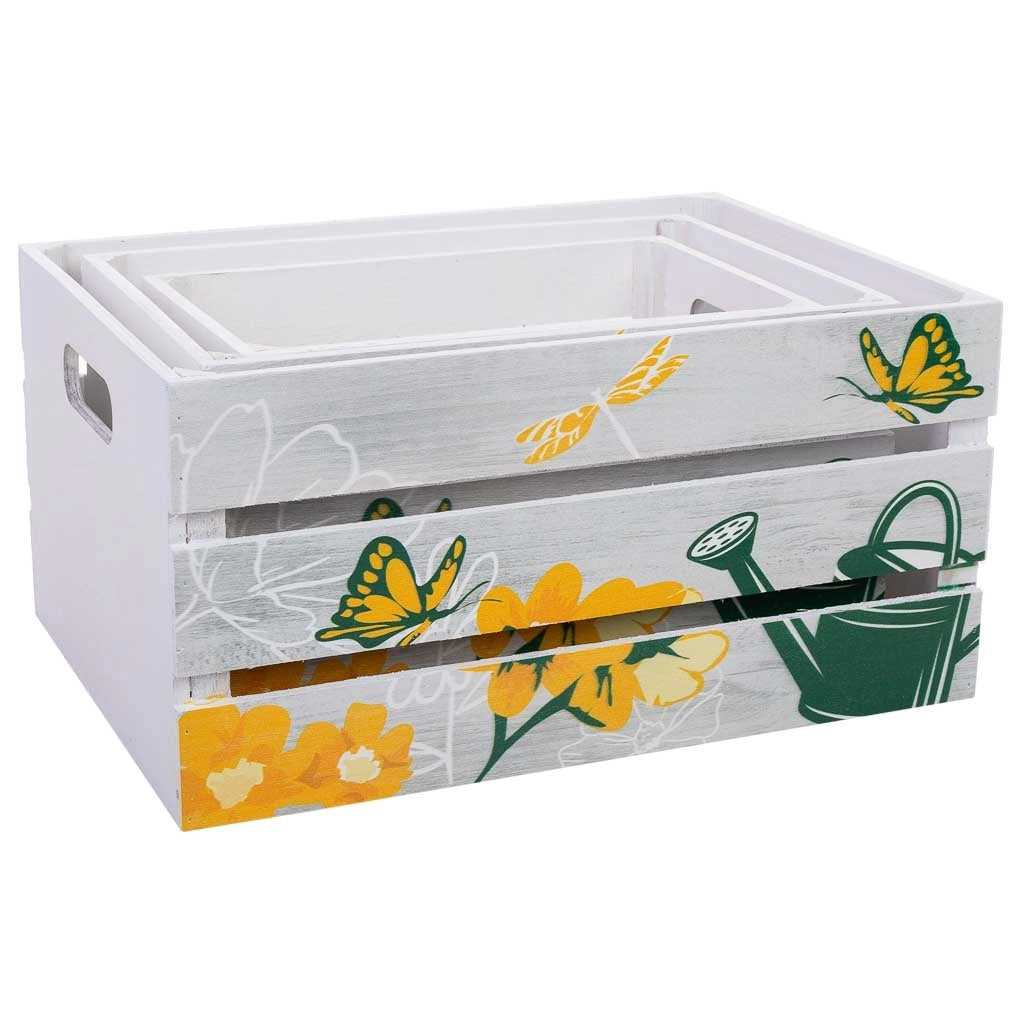 Cassettiera in legno stampata set 3 pz 36x26x18h-31x21x16h-26x16x14h cm