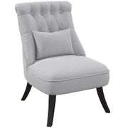 Poltrona per Salotto Imbottita con Cuscino e Piedini Antiscivolo, Poltrona D'Arredo in Tessuto Effetto Lino e Legno, 52.5x69x77 cm, Grigio