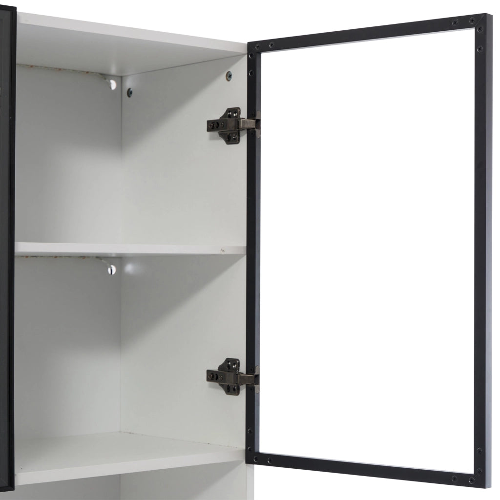 Vetrina alta 200 cm con 3 ante in vetro e LED; 120x35 cm; bianco; in truciolare