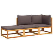 Set di divani da giardino 3 pz | Set Salotto da Giardino con cuscini in legno di acacia e corda