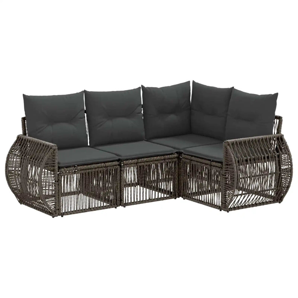 Set Divano da Giardino 4 pcs Grigio e Grigio Scuro polyrattan 3435410