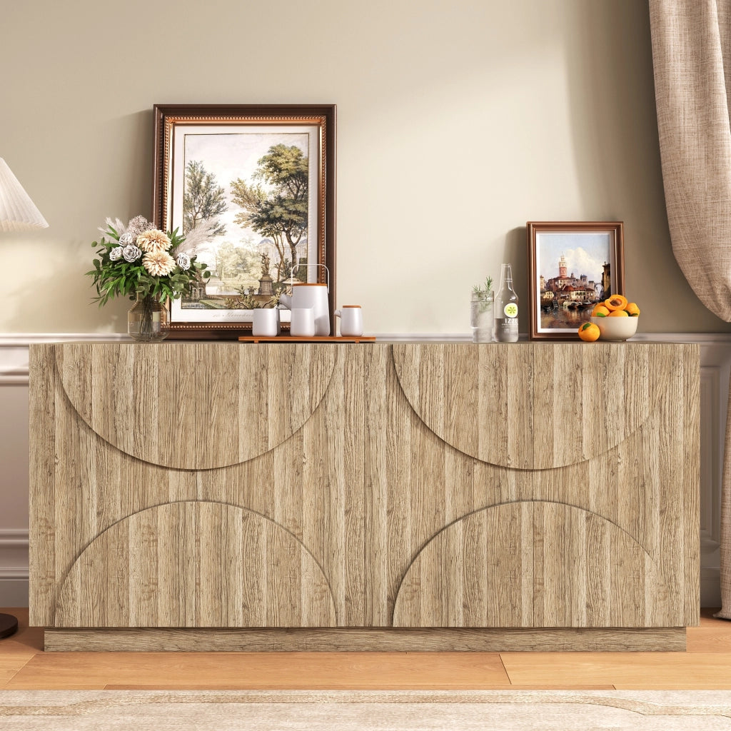 OKWISH Credenza con Ante e Ripiani Regolabili, Apertura Silenziosa, per Soggiorno e Sala da Pranzo, 160 × 40 × 80 cm