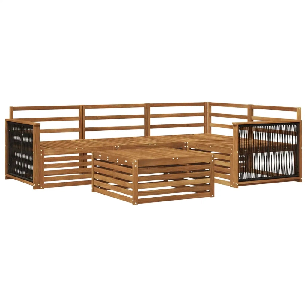 Set di divani da esterno 5 pz Naturale Legno di Acacia Massello 3383322