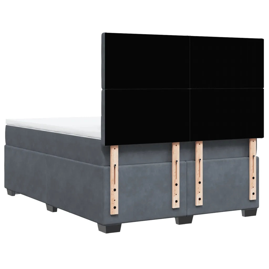 Giroletto a Molle con Materasso Grigio Scuro 140x190 cm Velluto