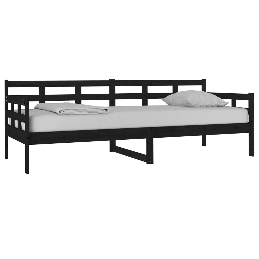Dormeuse Nera in Legno Massello di Pino 80x200 cm 820366