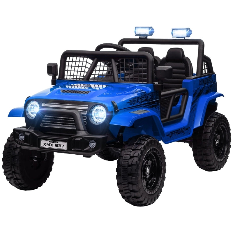 Macchina elettrica per bambini con sospensioni fluide, telecomando, luci a LED, clacson, motore da 12V, realizzata in plastica e metallo, blu