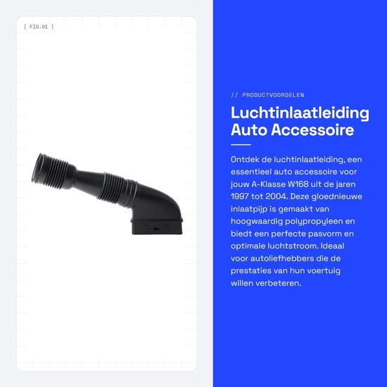 Guida di aspirazione per auto - Adatto per A-Klasse W168 1997-2004 - Tubo di aspirazione - Qualità elevata - Nuovo di fabbrica - Colore nero