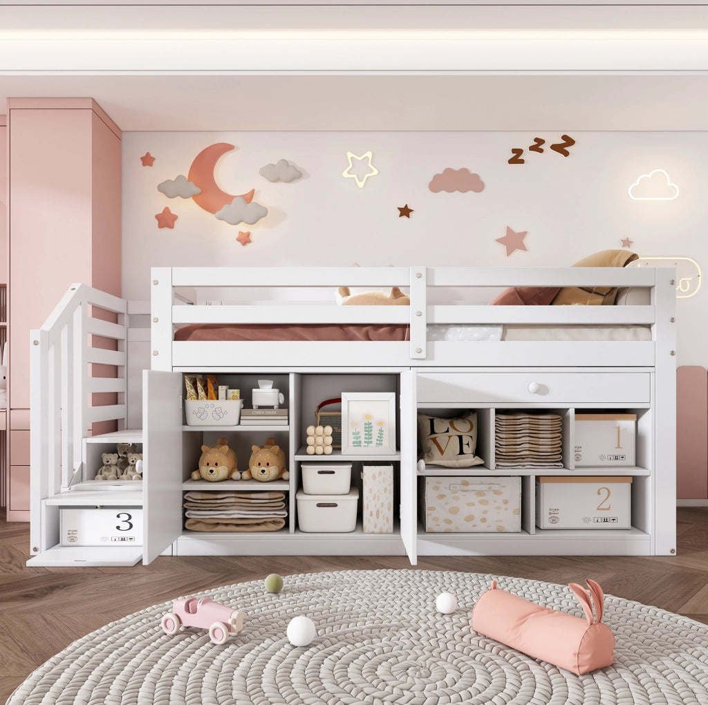 Letto multifunzione per bambini 90x200 cm bianco