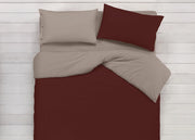 Copripiumino In 100% Cotone Double Face Tortora/Marrone - Matrimoniale - Tortora-Marrone