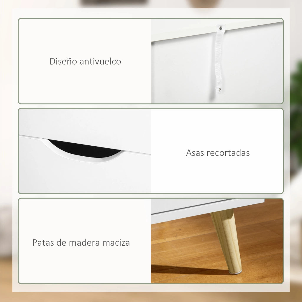Cassettiera Moderna con 6 Cassetti ¨C zephmum ¨C Bianco 120x40x76 cm
