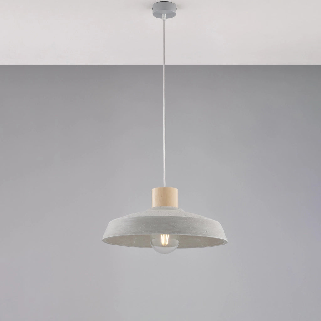 Sospensione 1 Luce Portland In Ferro E Diffusore Cemento Diam 40