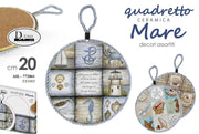 Sottopentola quadretto da appendere tondo in Ceramica decoro mare 20 cm 3 Colori
