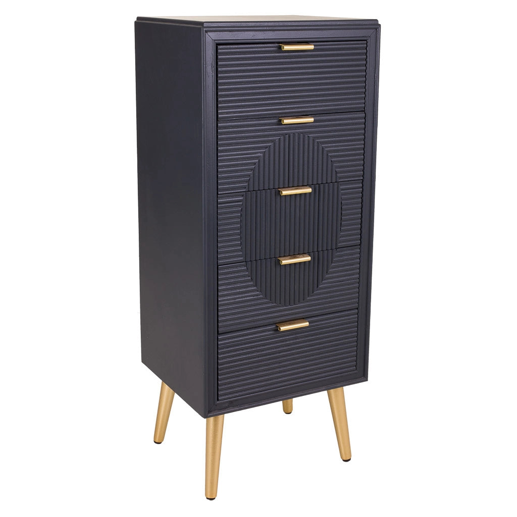 Cassettiera in legno grigio scuro 42x36,5x100,5h