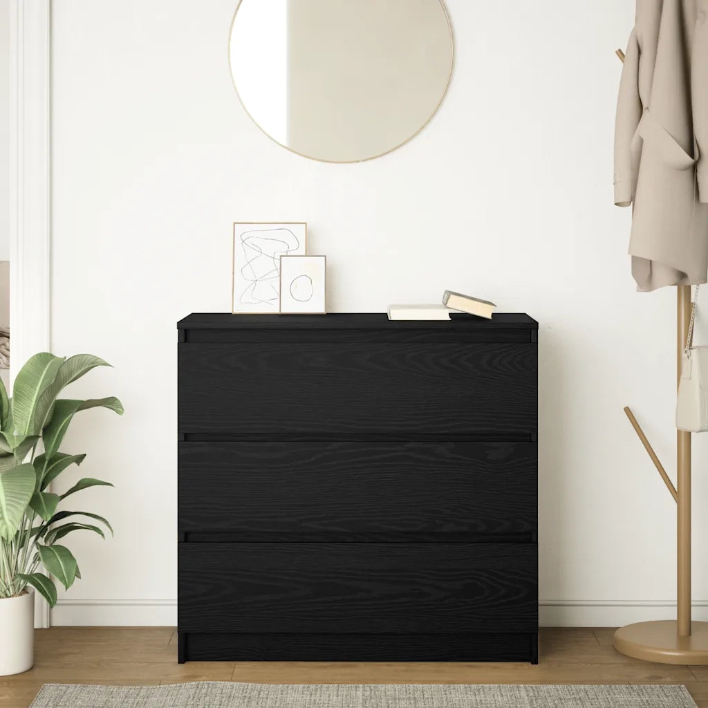 Credenza Rovere Nero 80x35x76 cm in Legno Multistrato 861734