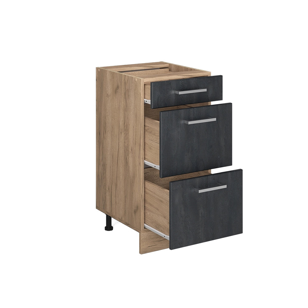 Mobiletto base per cucina R-Line Calce nera/Rovere dorato 40 cm PL Antracite Vicco