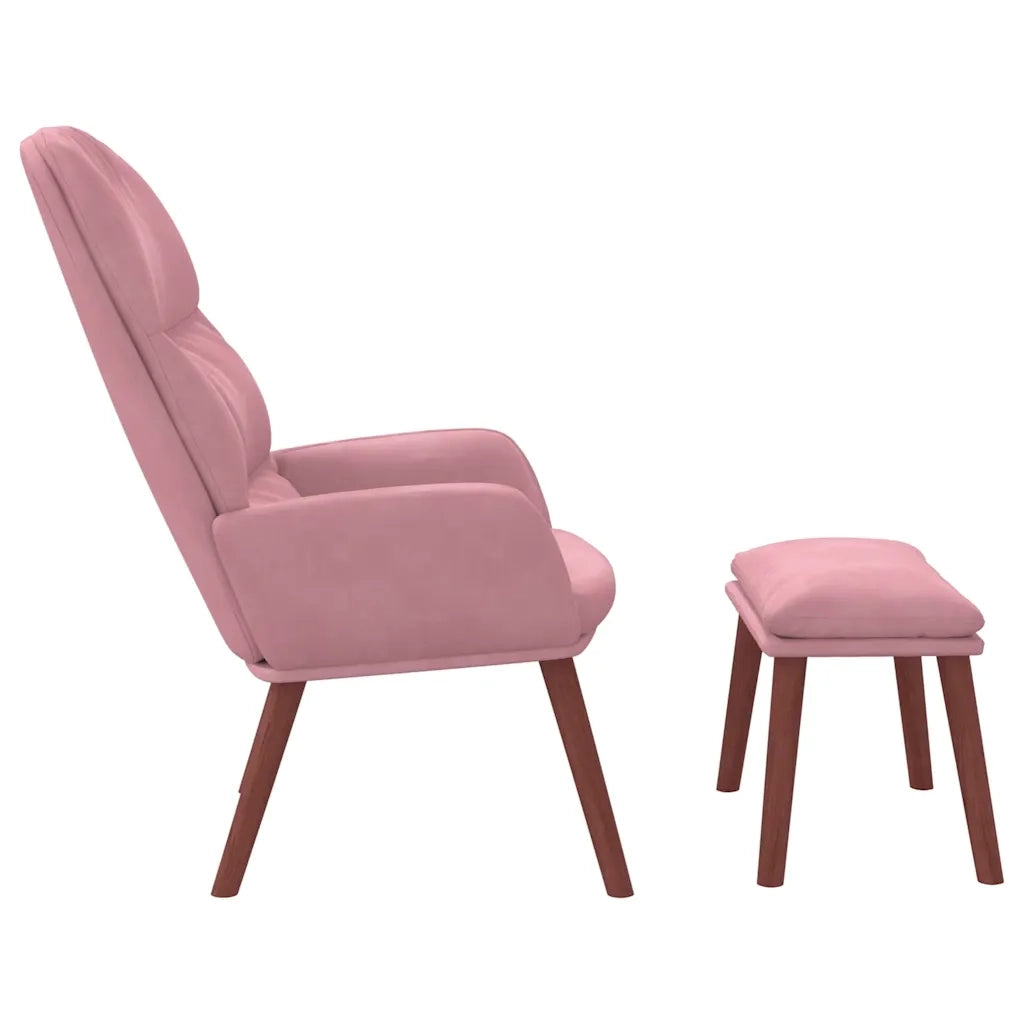 Poltrona Relax con Poggiapiedi Rosa in Velluto 3315120