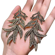 Orecchini vintage a foglia con diamanti