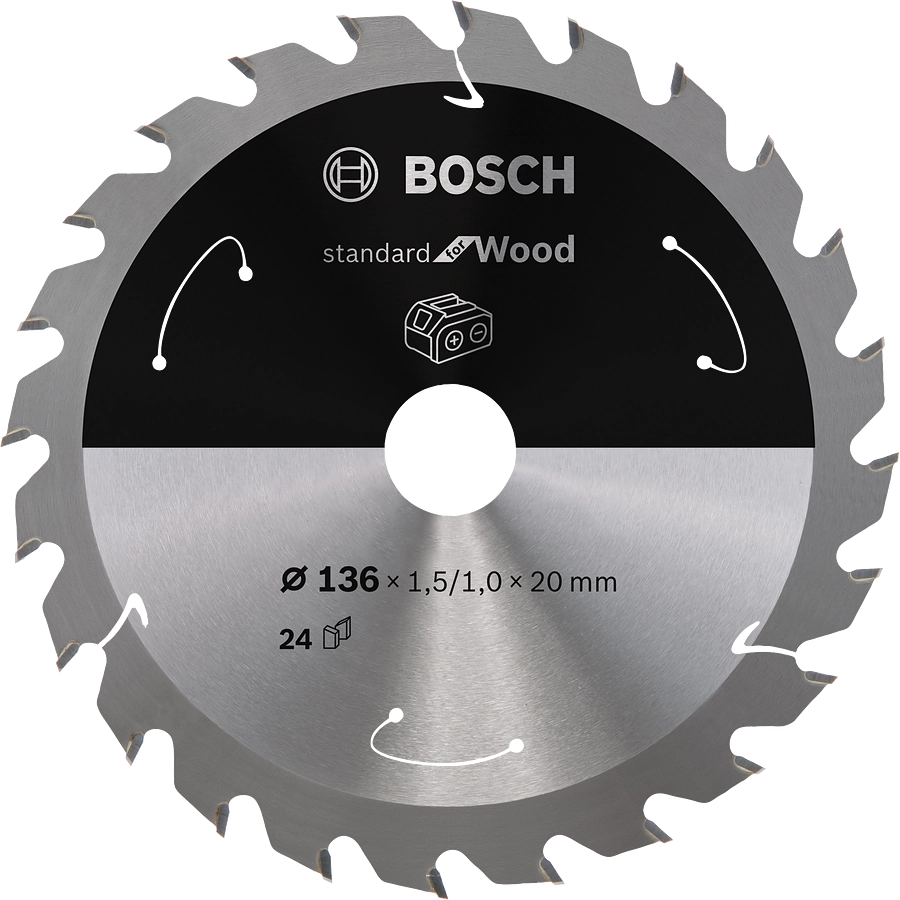 LAMA PER SEGA CIRCOLARE BOSCH D.136mm 24 DENTI TAGLIO LEGNO - 2608837668