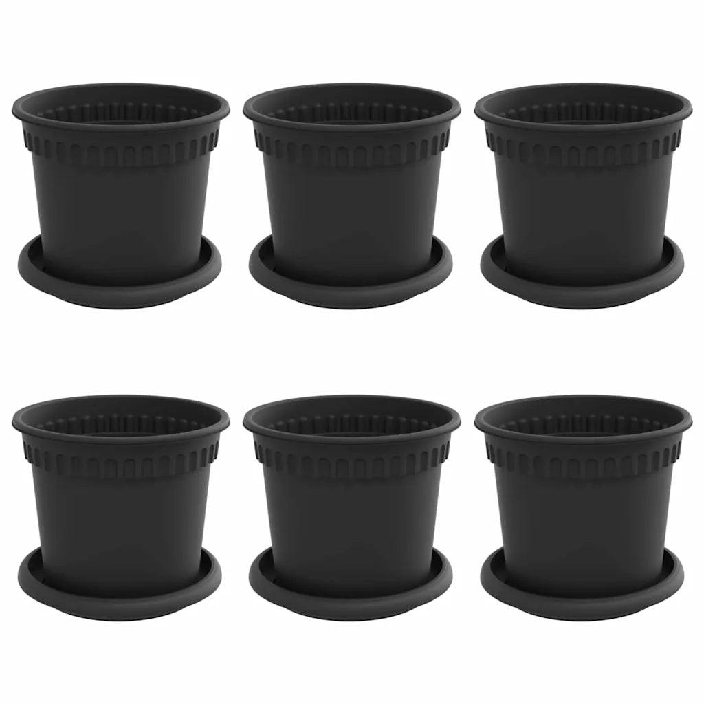 Vasi per Piante 6 pcs Nero Ø 15 x 12 cm Plastica 3403259