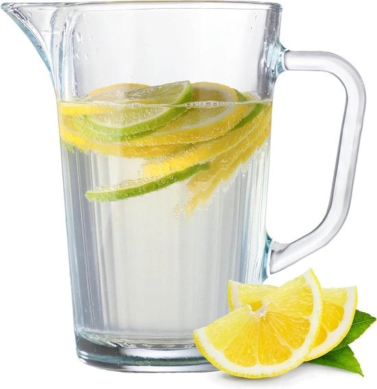 Karaf da acqua - Resistente al lavastoviglie - 1,2 litri - Vetro robusto - Fusto e maniglia pratica - Adatto per latte, caffè e tè