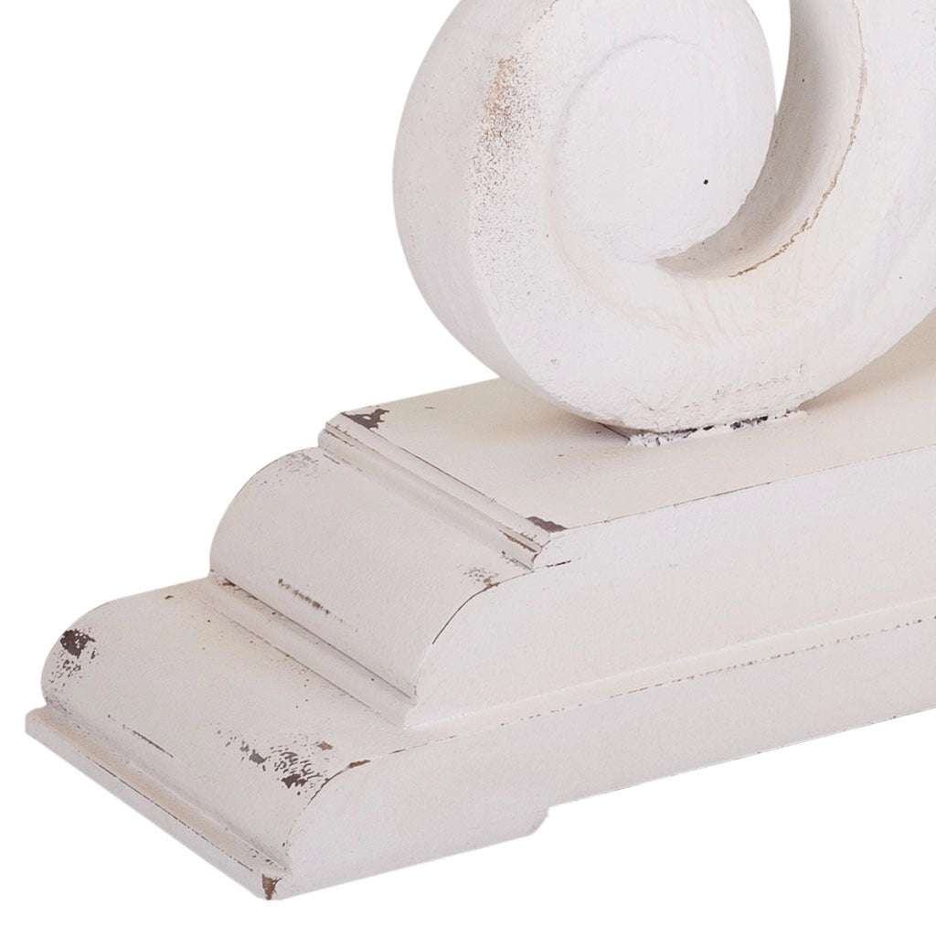 Mobile da ingresso in legno bianco intagliato 150x40x90h