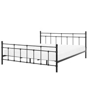 Letto Nero 180 x 200 cm poggiatesta in metallo con poggiapiedi