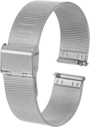 Orologio da polso in acciaio inossidabile con mesh 22 mm - Chiusura rapida - Cinturino metallico regolabile - Unisex - Argento