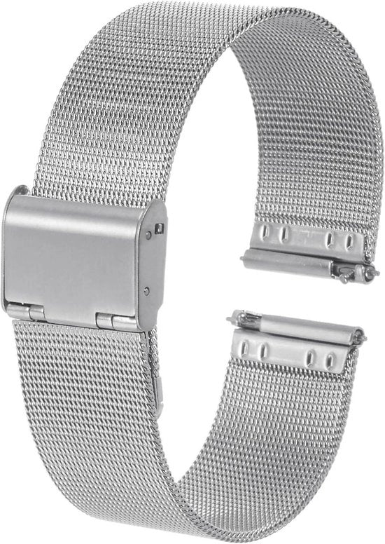 Orologio da polso in acciaio inossidabile con mesh 22 mm - Chiusura rapida - Cinturino metallico regolabile - Unisex - Argento