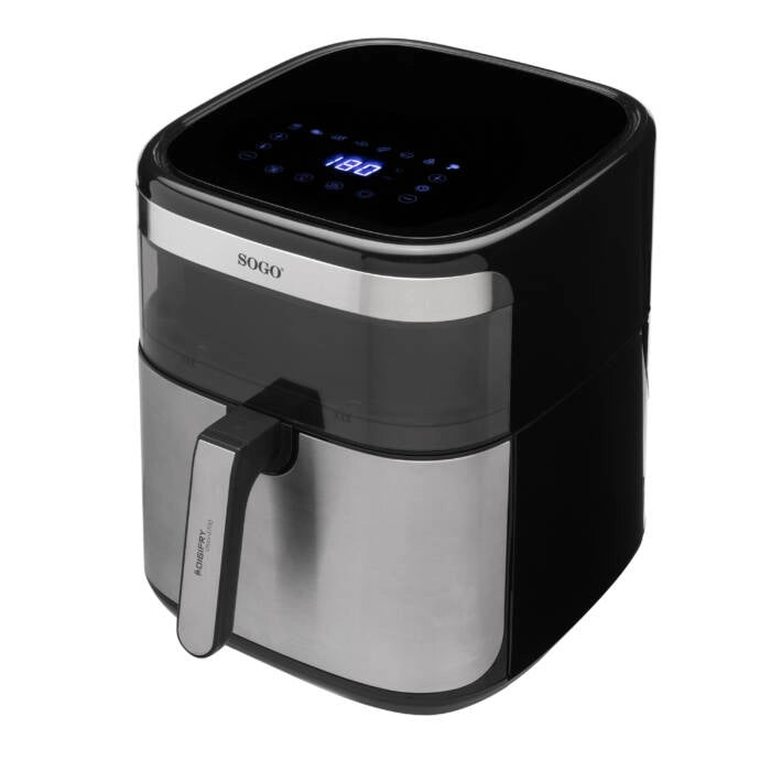 Friggitrice ad aria 10L 1700W con finestra e 10 programmi, controllo touch temperatura 80-200°C e cestello ceramico - Sogo