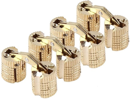Vitello di supporto 8 mm - Cerniere di mobili nascoste - 4 pezzi - Ottone - Angolo di apertura 180° - Duraturo e facile da installare - Cerniere di mobili