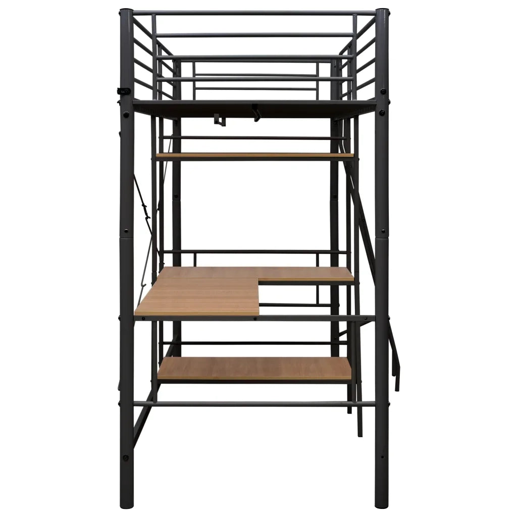 Letto a Castello con Tavolino Grigio in Metallo 90x200 cm cod mxl 48733