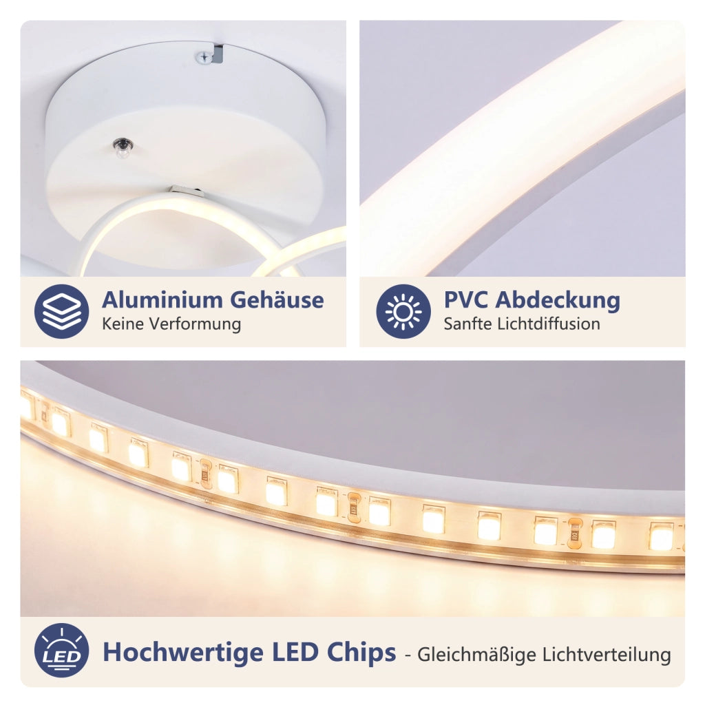 ZMH Lampada da Soffitto LED 24W Dimmabile Bianca per Camera Soggiorno