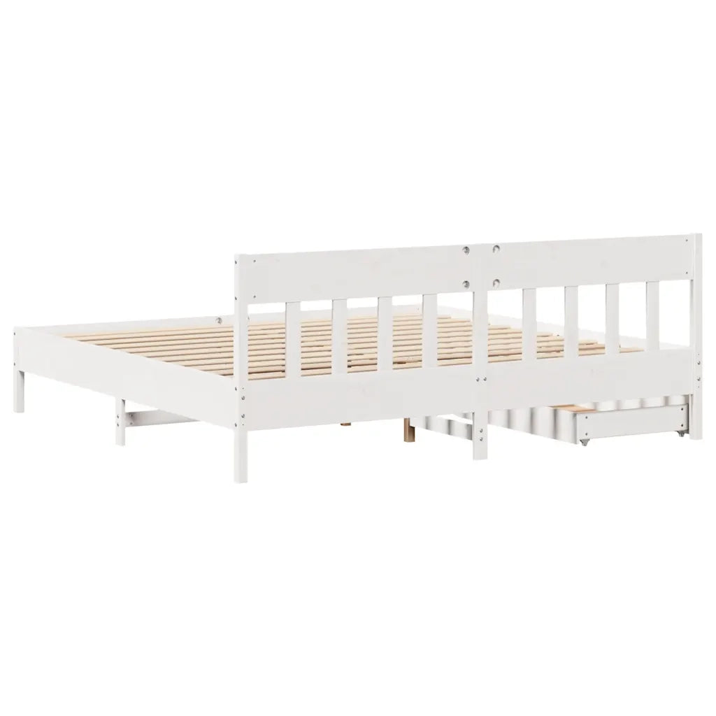 Giroletto senza Materasso Bianco 200x200 cm Legno Massello Pino 3301855