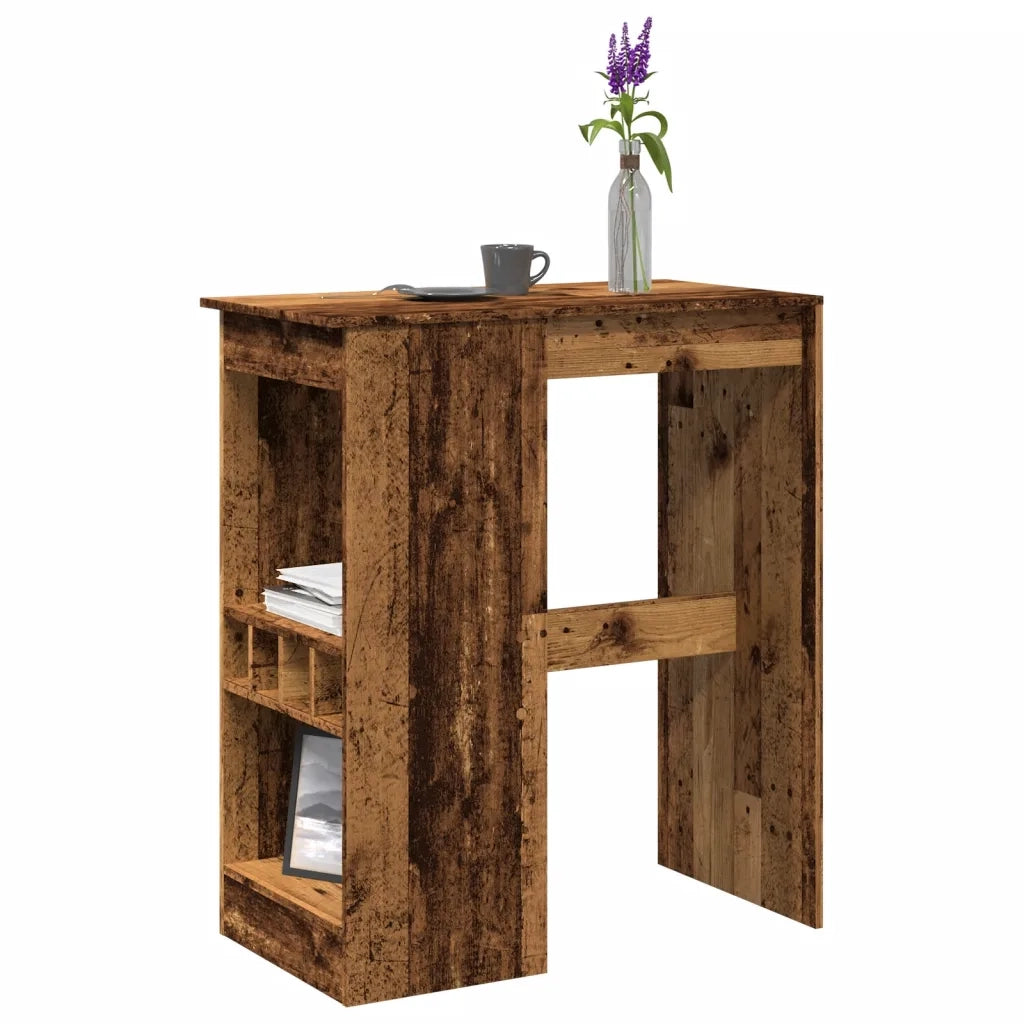 Tavolo Bar con Rastrelliera Antico 90x47,5x103,5 cm Multistrato 854344